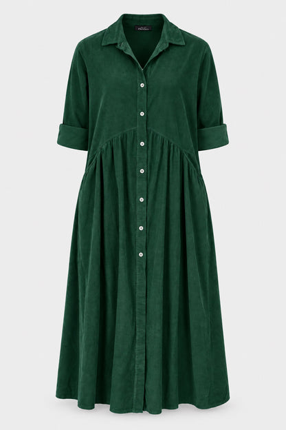 Smock Cotton Cord Shirt Dress