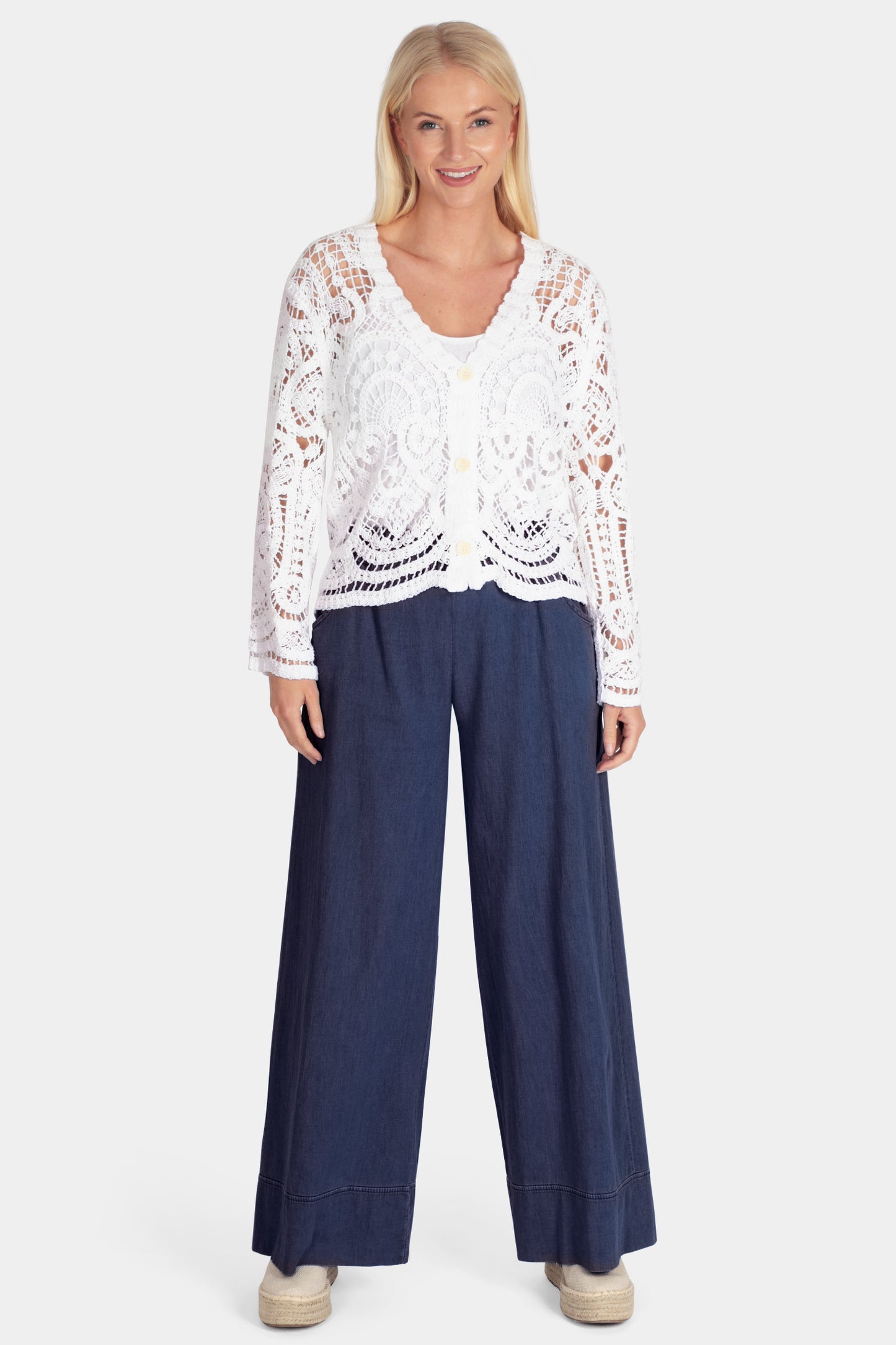 Crochet V Neck Cardigan