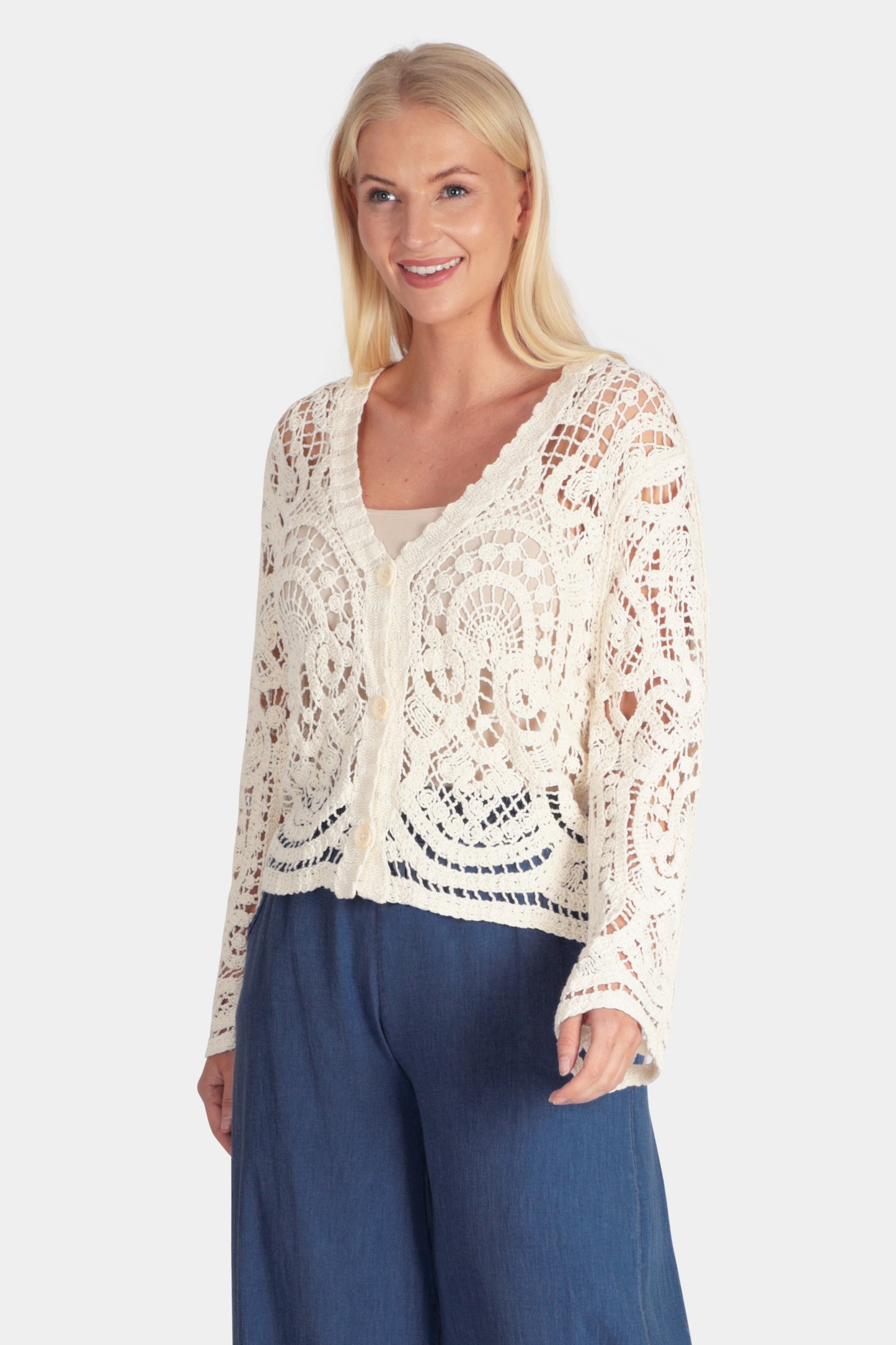 Crochet V Neck Cardigan