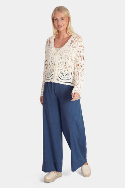 Denim Wide Leg Hem Trouser