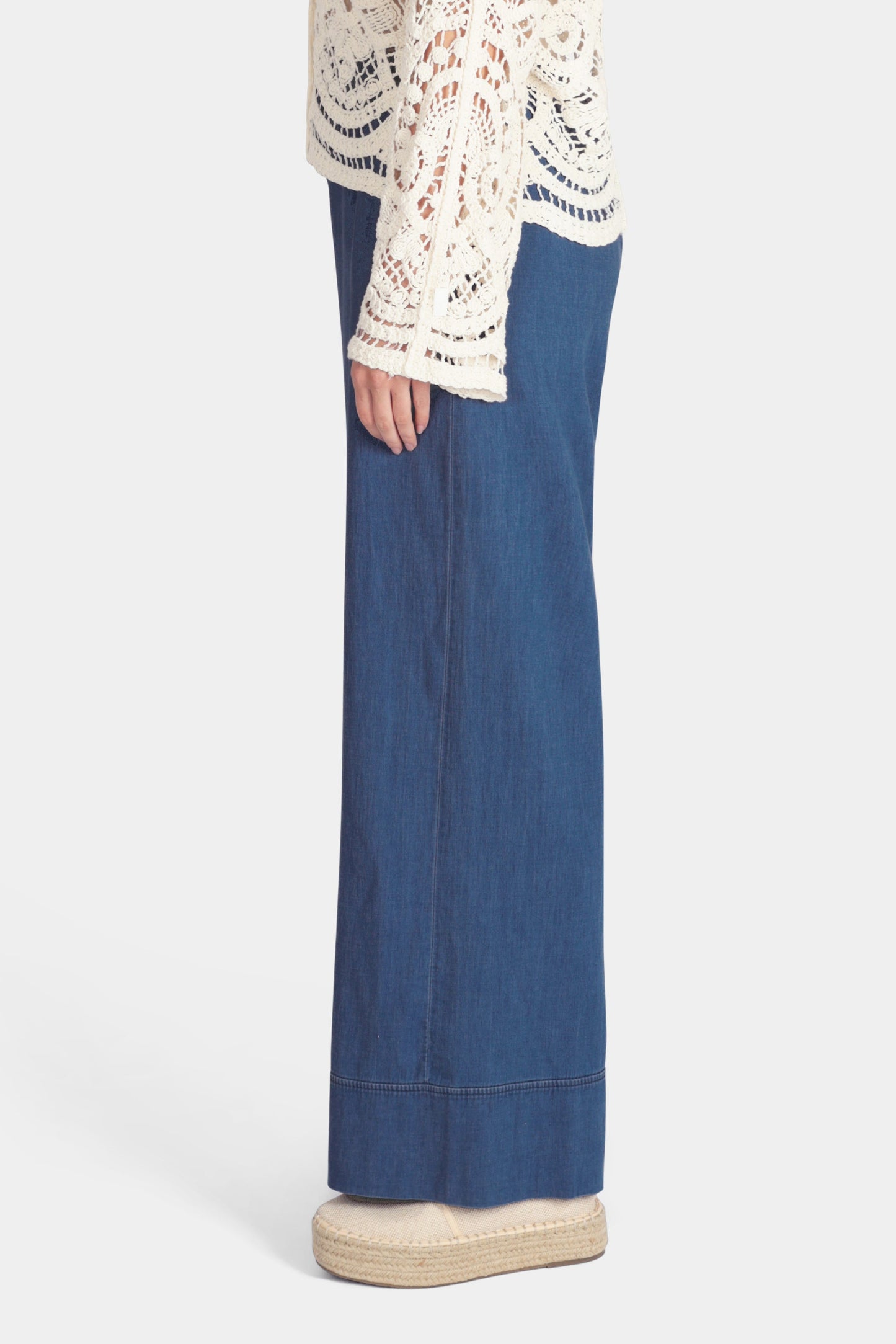 Denim Wide Leg Hem Trouser