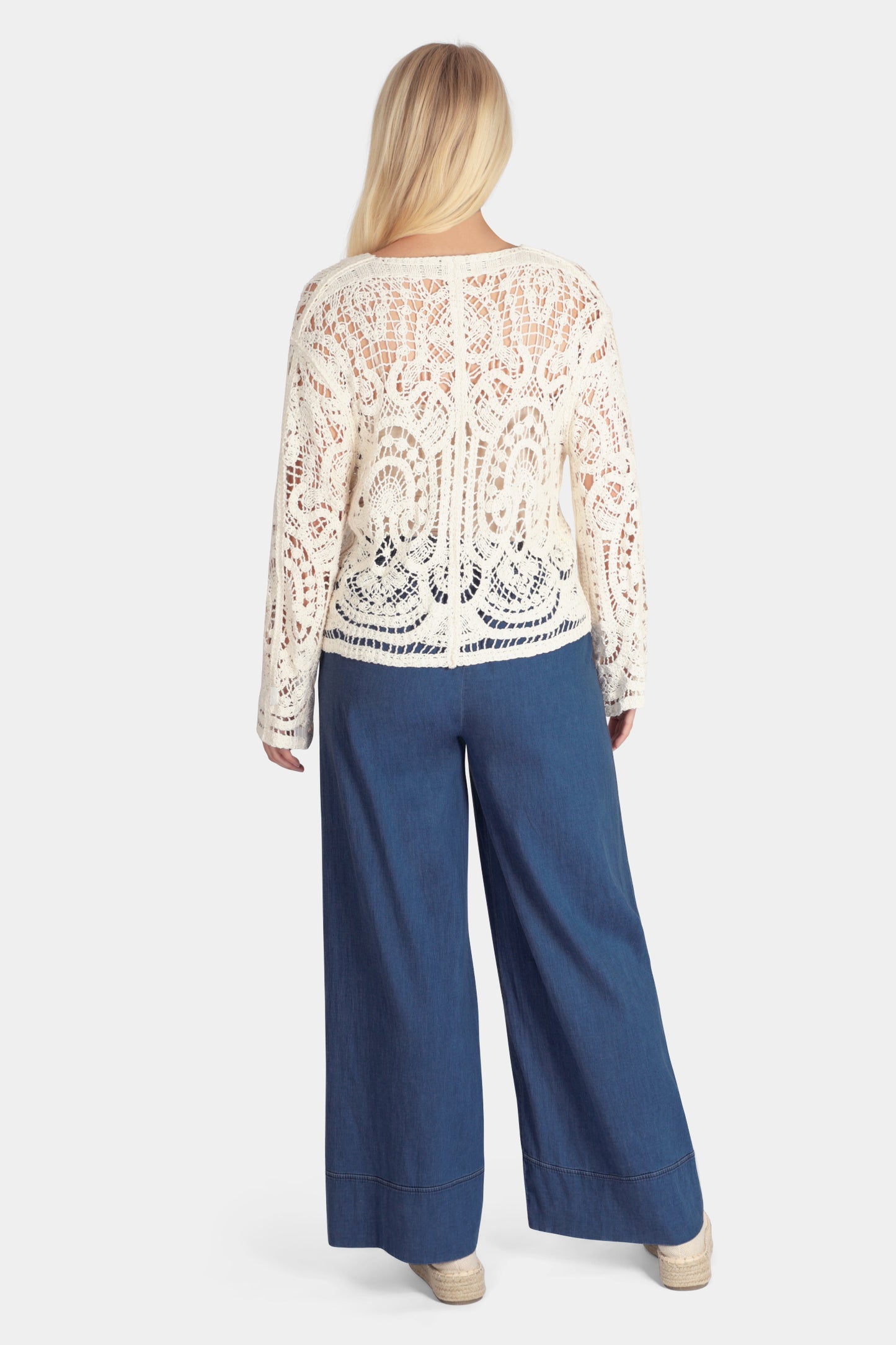 Denim Wide Leg Hem Trouser