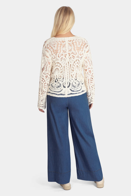 Denim Wide Leg Hem Trouser