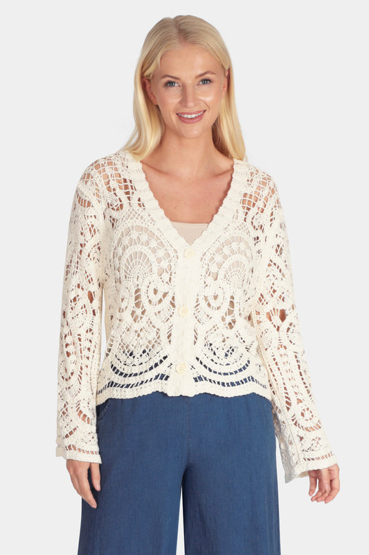 Crochet V Neck Cardigan