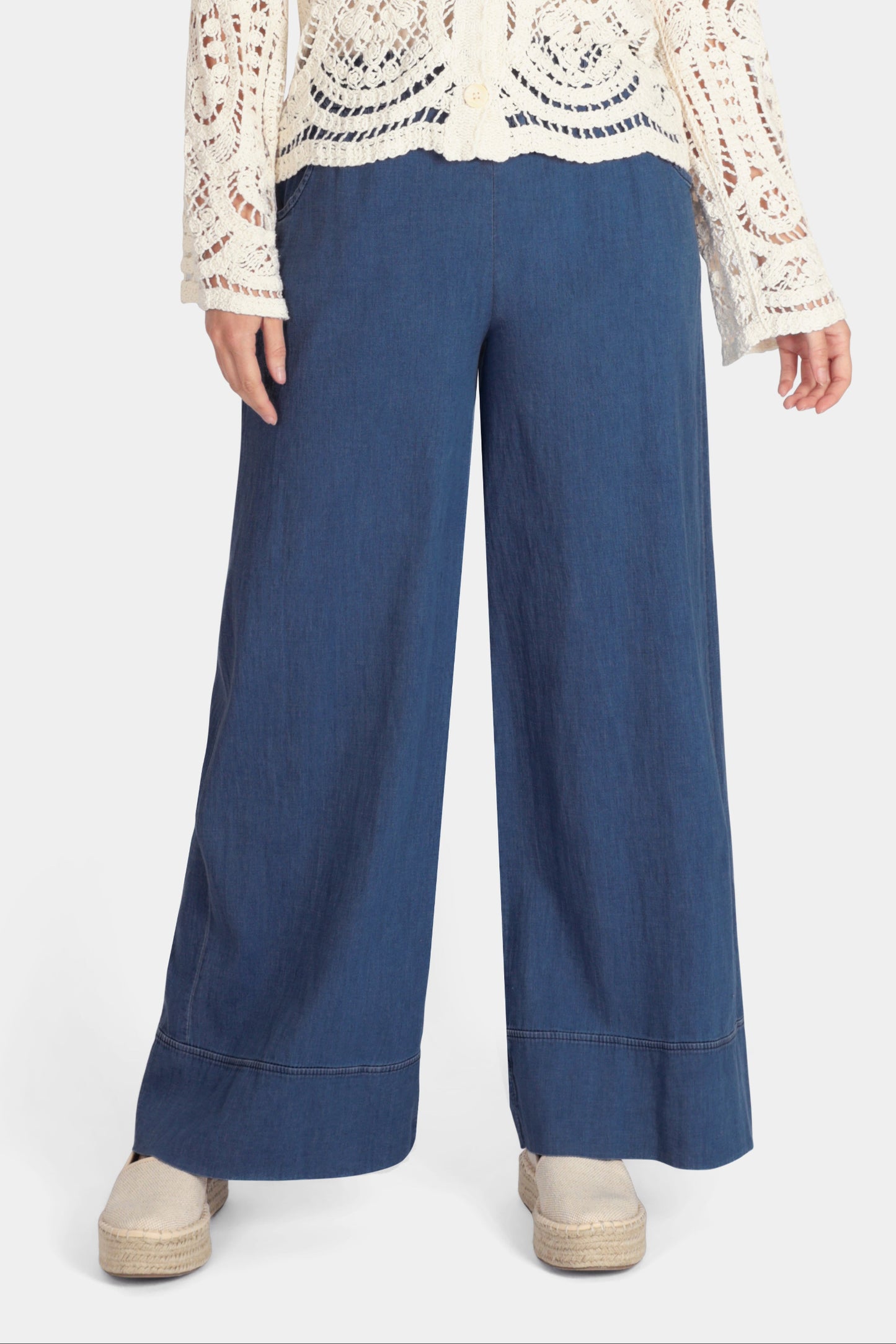 Denim Wide Leg Hem Trouser