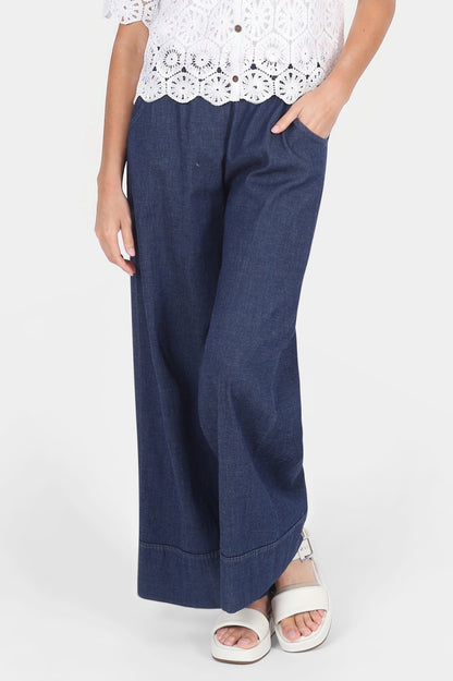 Denim Wide Leg Hem Trouser