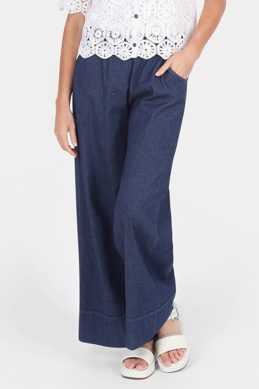Denim Wide Leg Hem Trouser
