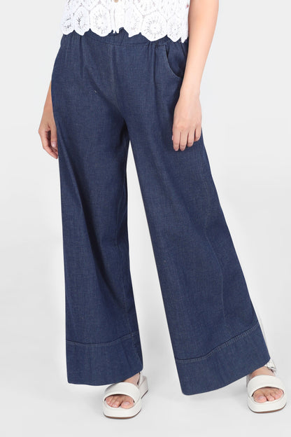 Denim Wide Leg Hem Trouser