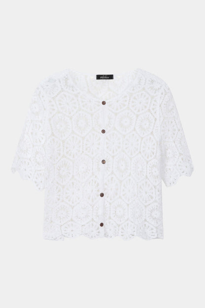 Crochet Patchwork Short Sleeve Cardigan