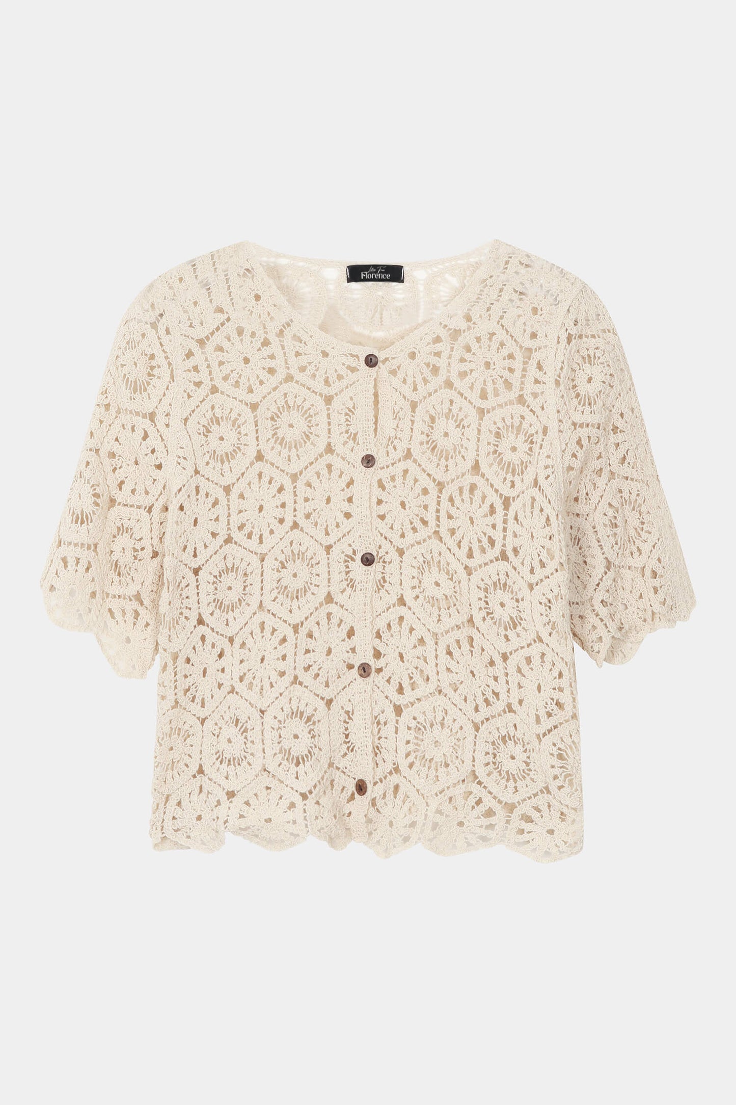 Crochet Patchwork Short Sleeve Cardigan