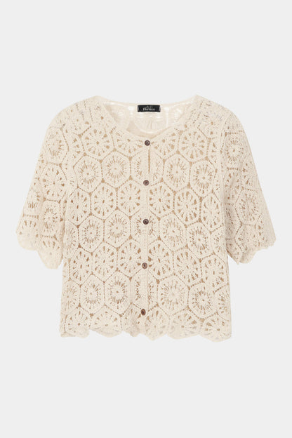 Crochet Patchwork Short Sleeve Cardigan
