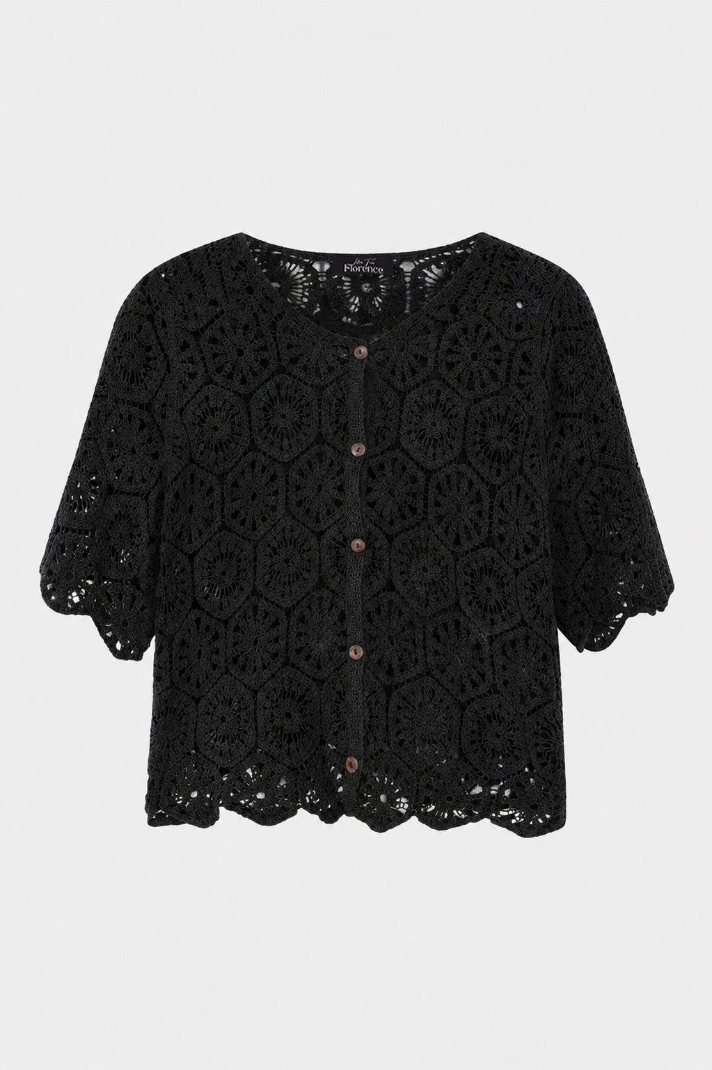 Crochet Patchwork Short Sleeve Cardigan
