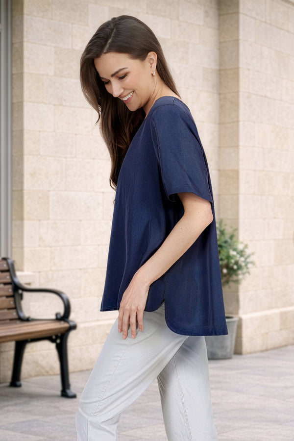 Soft Denim Swing Top