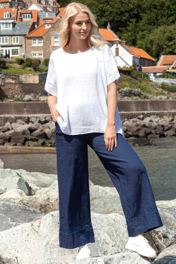 Denim Wide Leg Hem Trouser