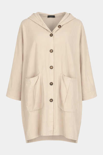 Cotton Needlecord Hooded Jacket