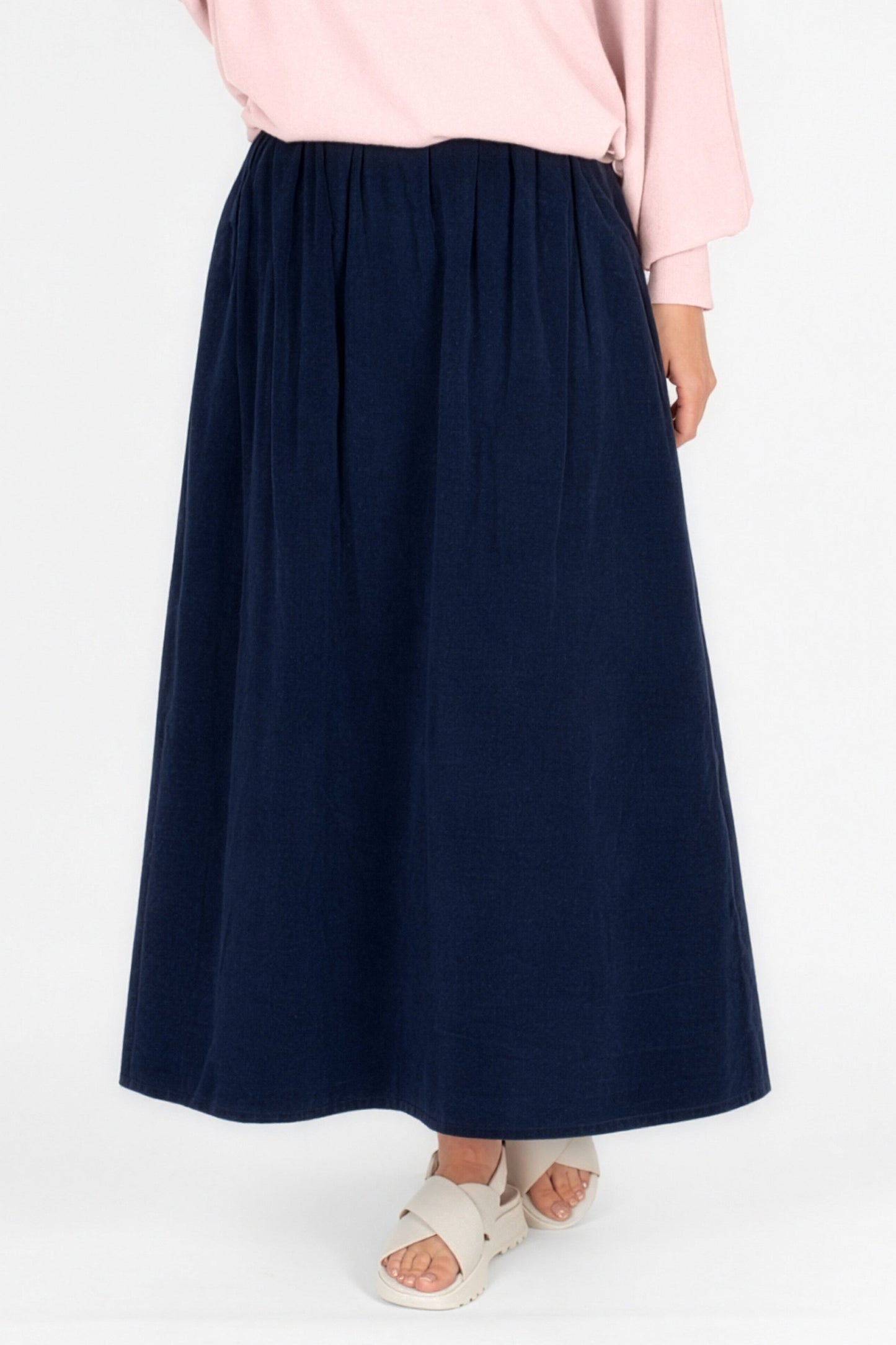 Cotton Needlecord Midi Skirt