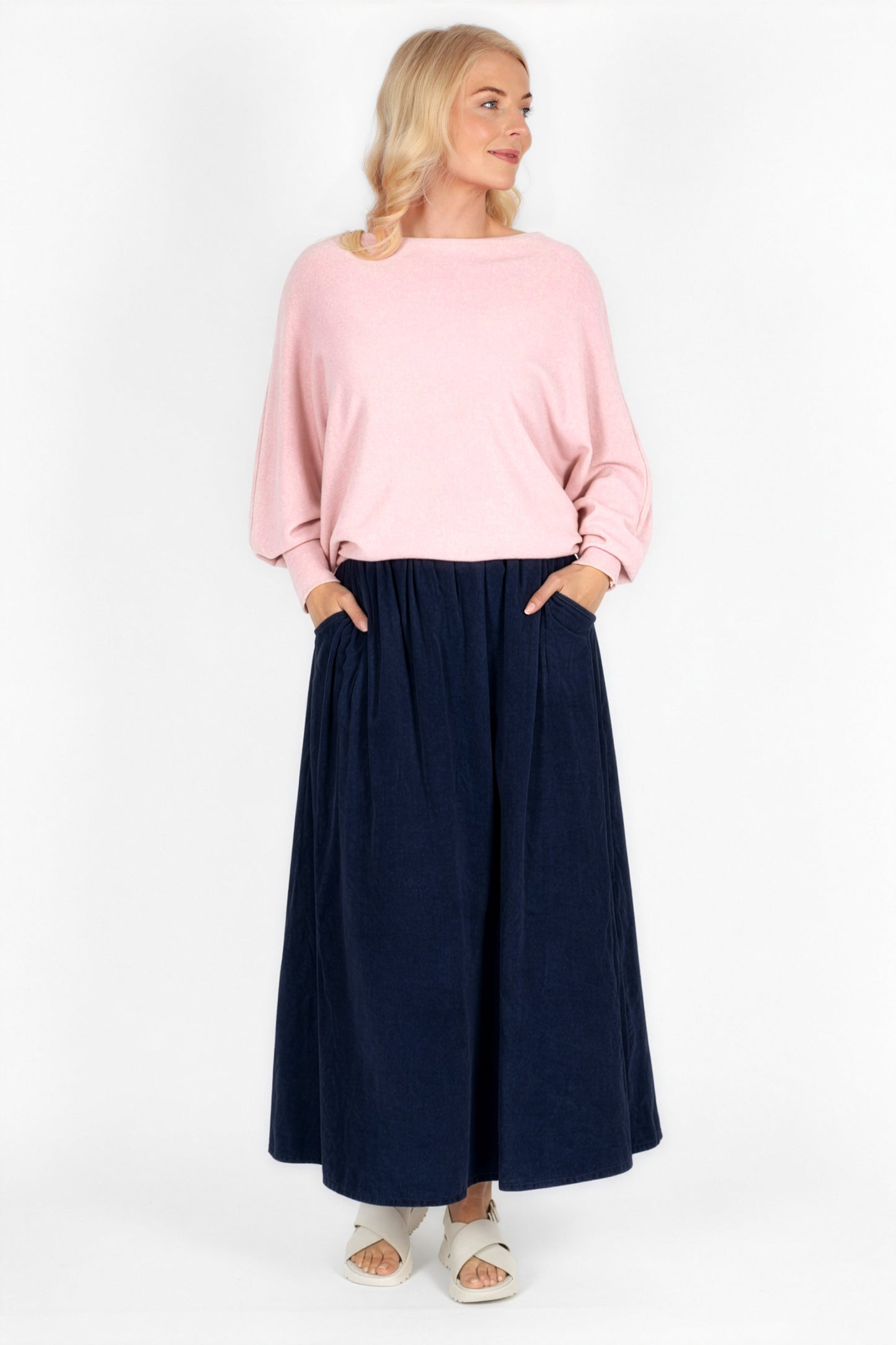 Cotton Needlecord Midi Skirt