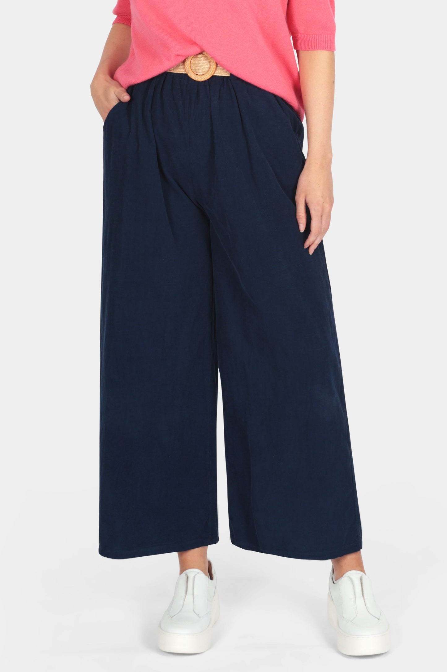 Cotton Needlecord Wide Leg Trousers