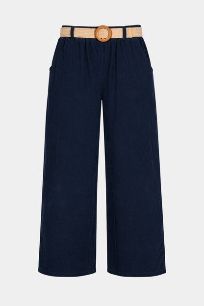 Cotton Needlecord Wide Leg Trousers