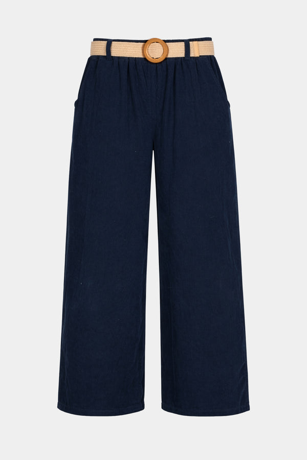Cotton Needlecord Wide Leg Trousers