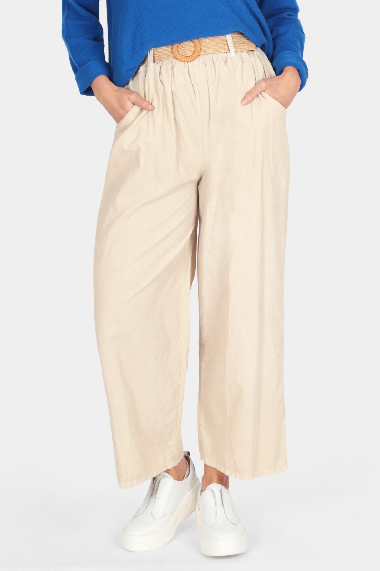 Cotton Needlecord Wide Leg Trousers