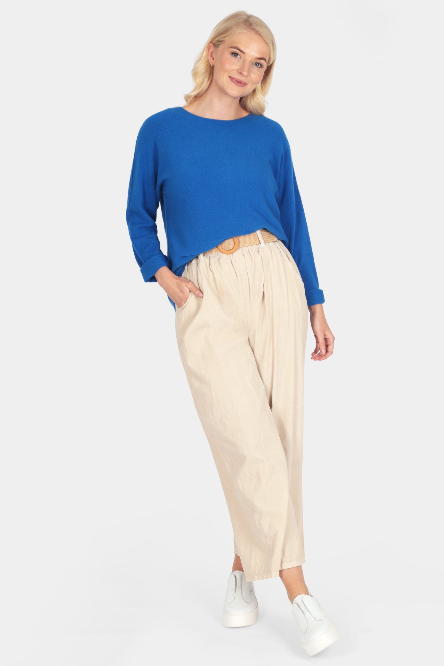 Cotton Needlecord Wide Leg Trousers