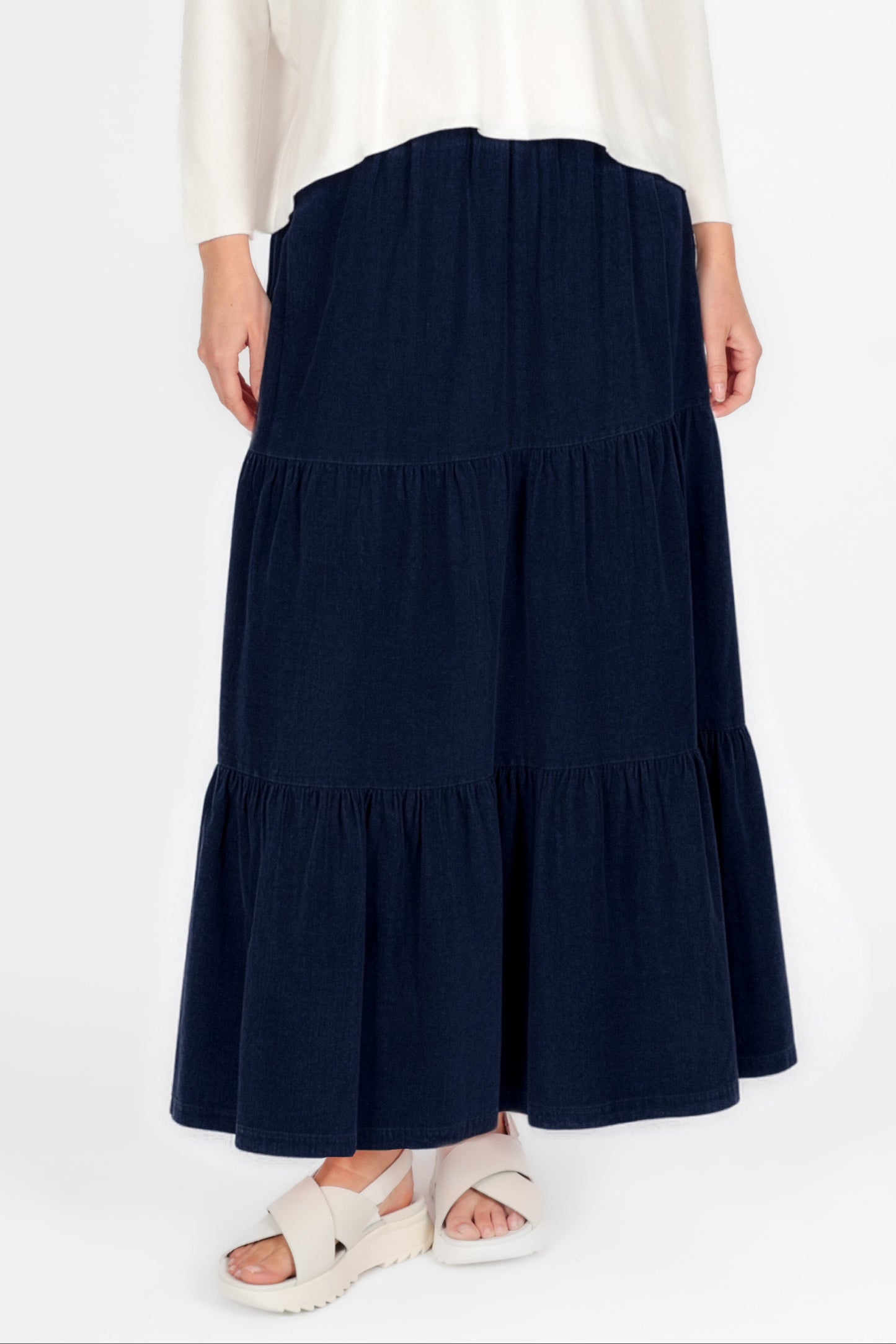 Cotton Needlecord Tiered Maxi Skirt
