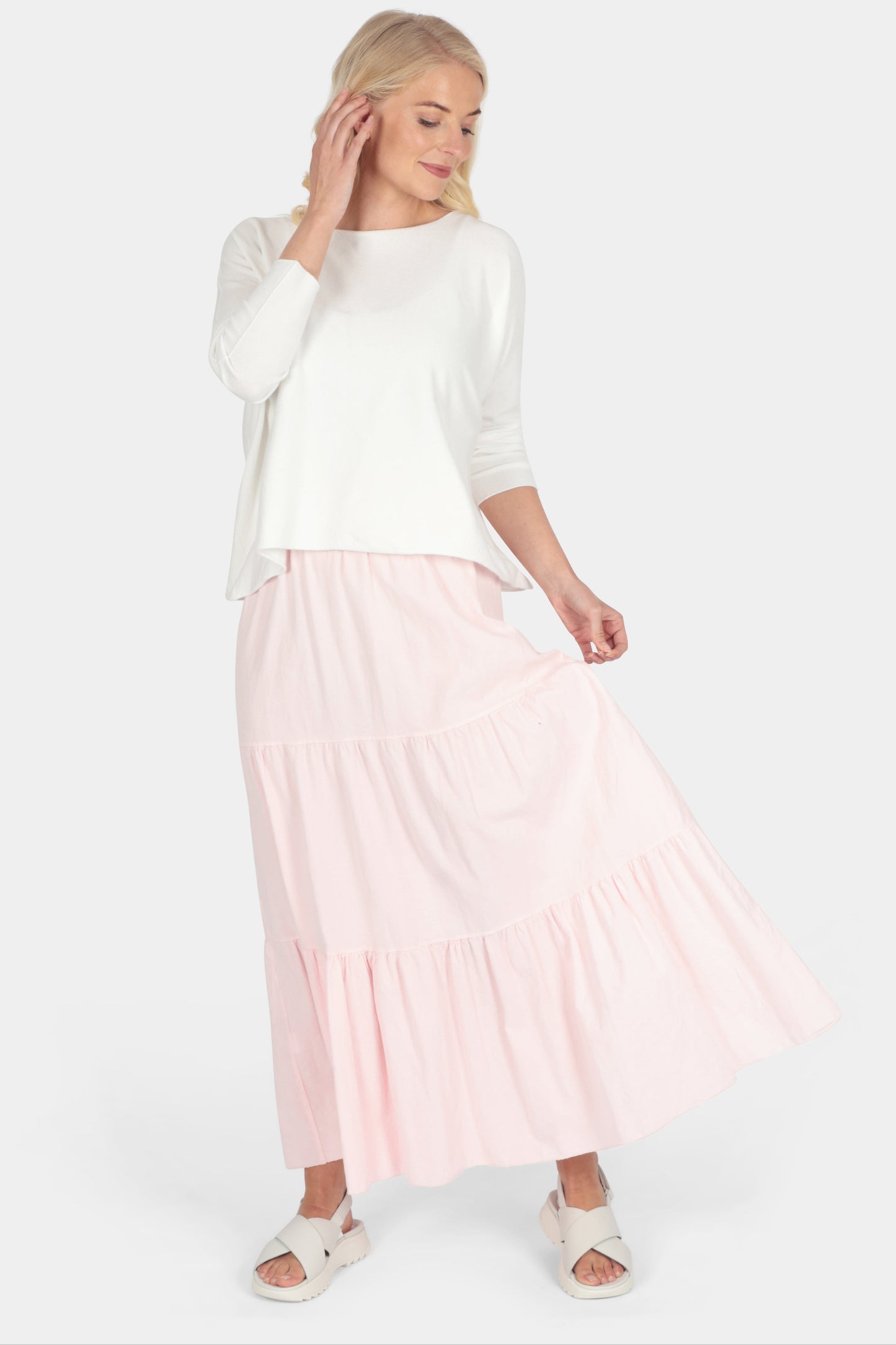 Cotton Needlecord Tiered Maxi Skirt