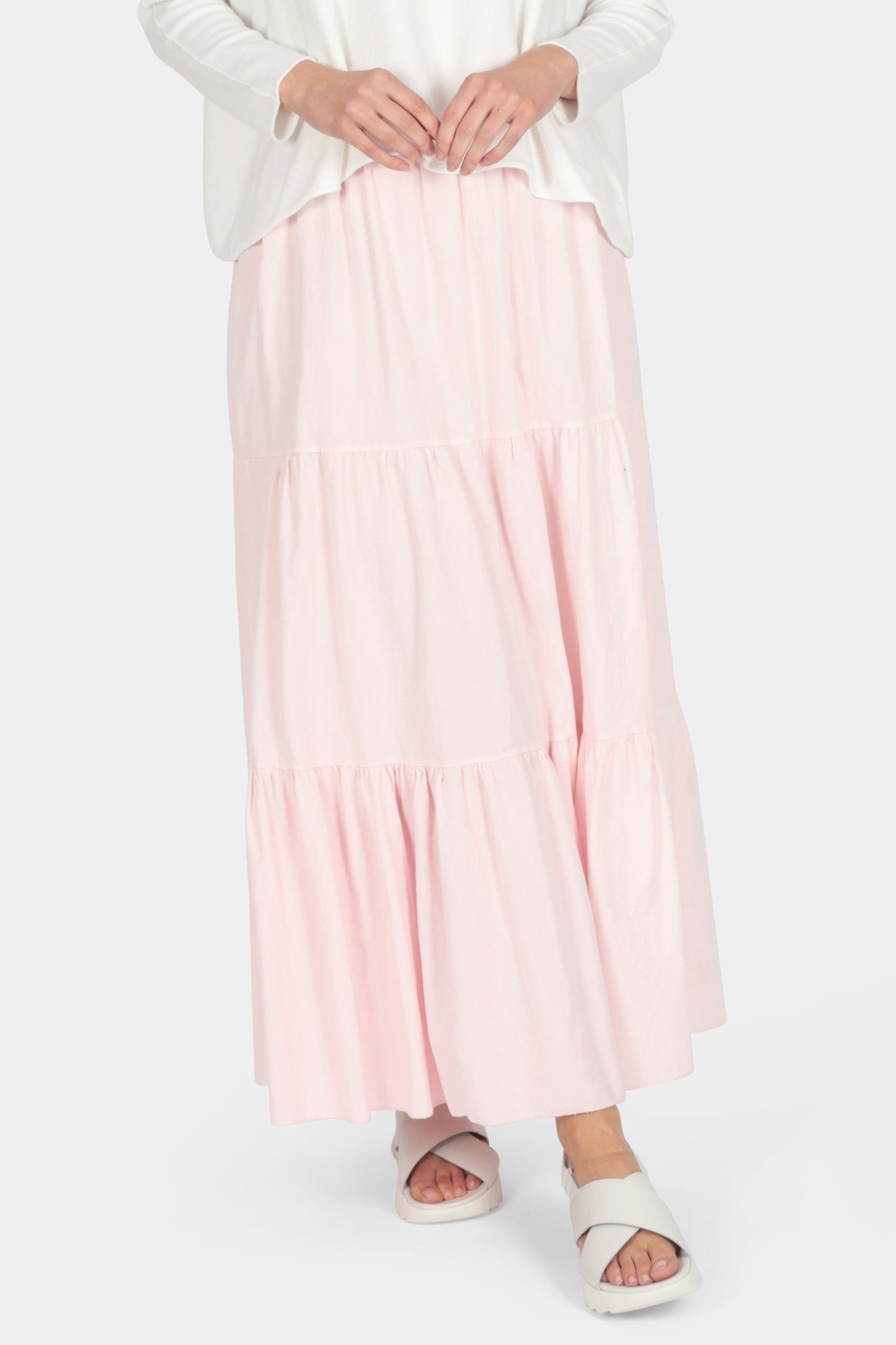 Cotton Needlecord Tiered Maxi Skirt