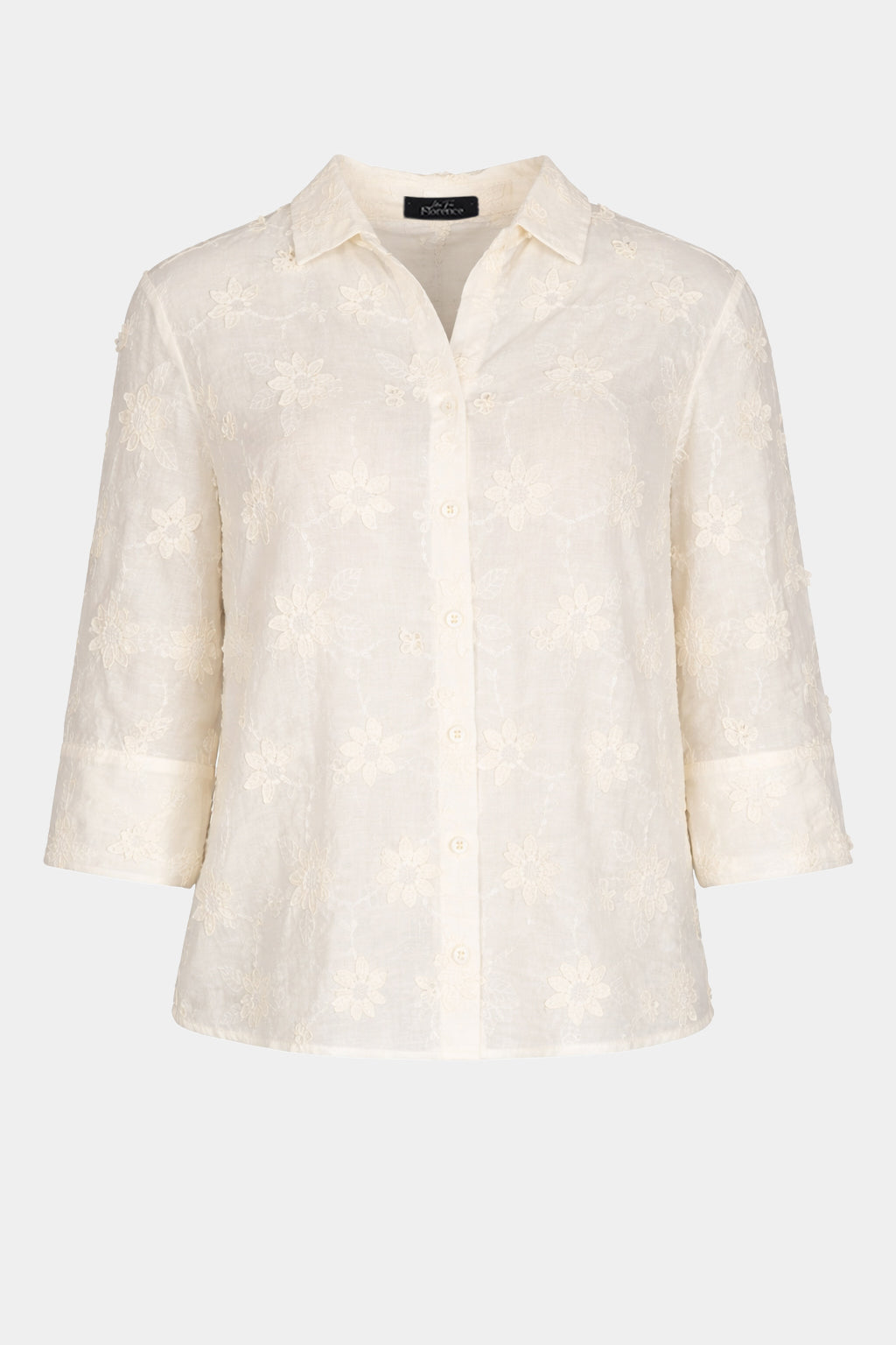 Floral Appliqué Cotton Shirt