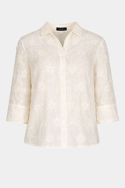 Floral Appliqué Cotton Shirt