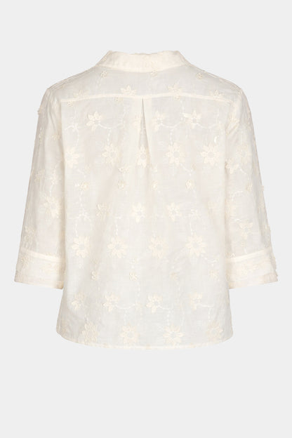 Floral Appliqué Cotton Shirt