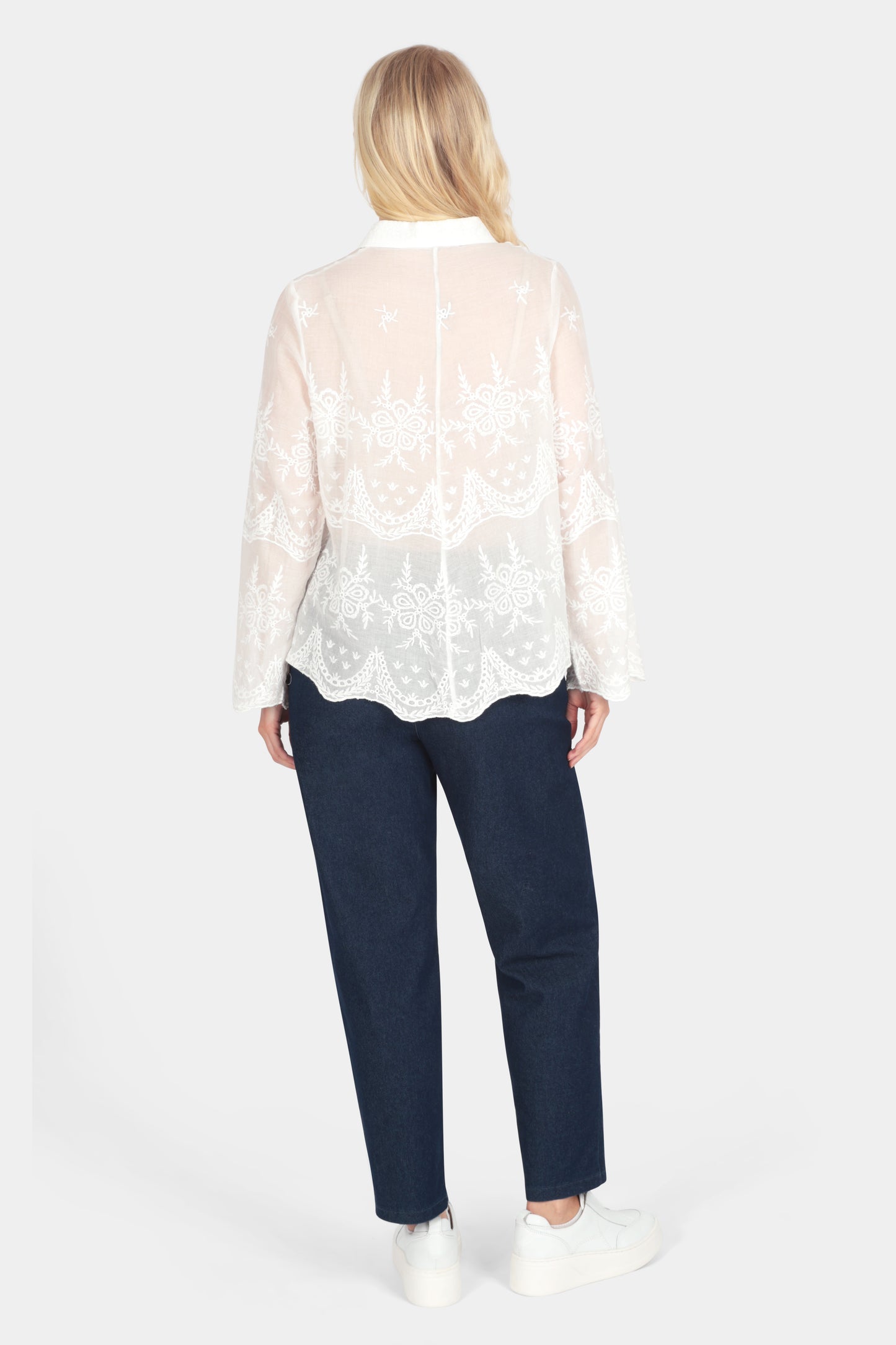 Cotton Lace Appliqué Shirt