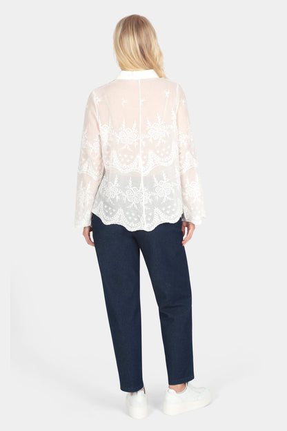 Cotton Lace Appliqué Shirt