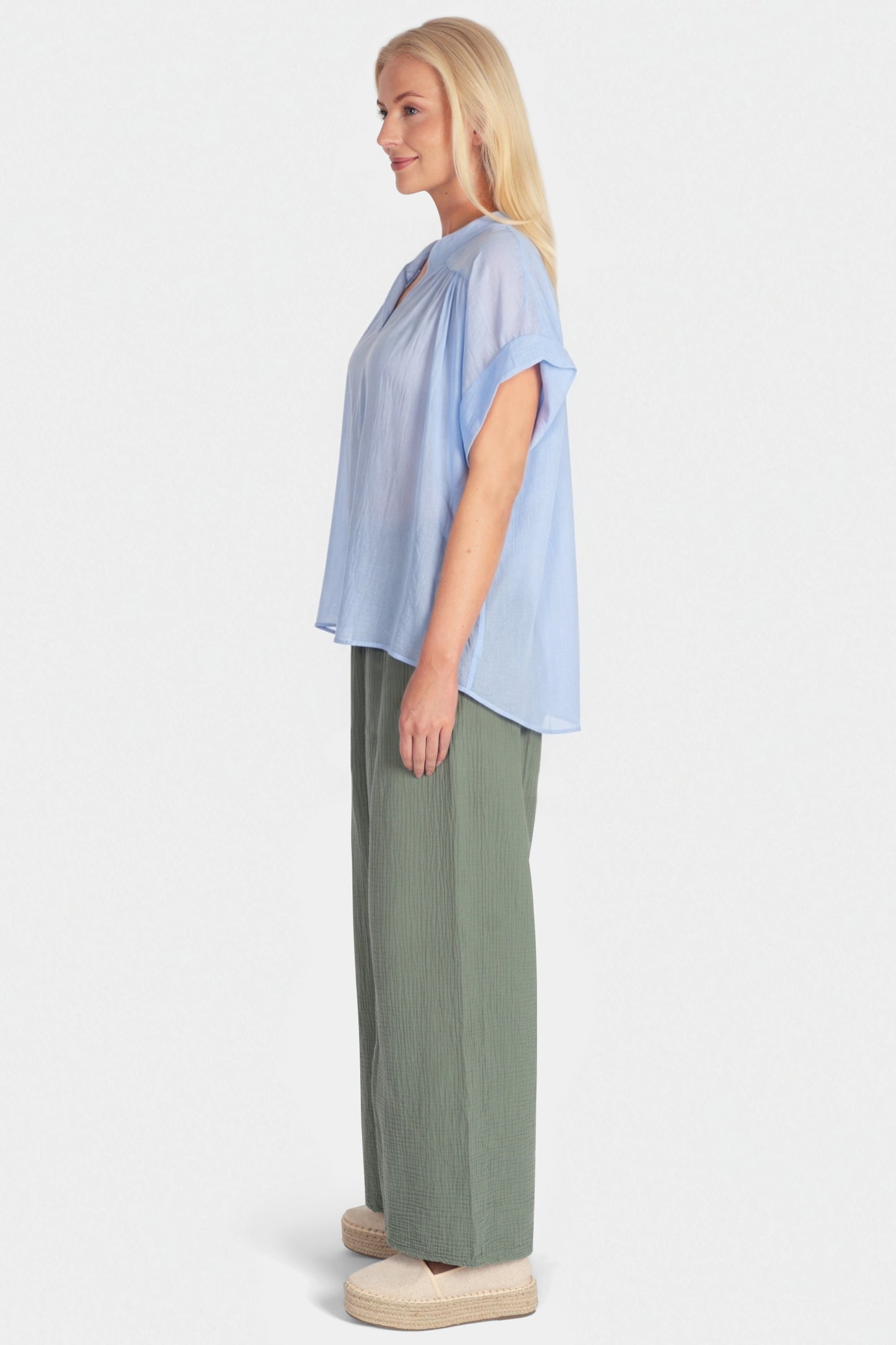 Fine Cotton Notch Neck Blouse