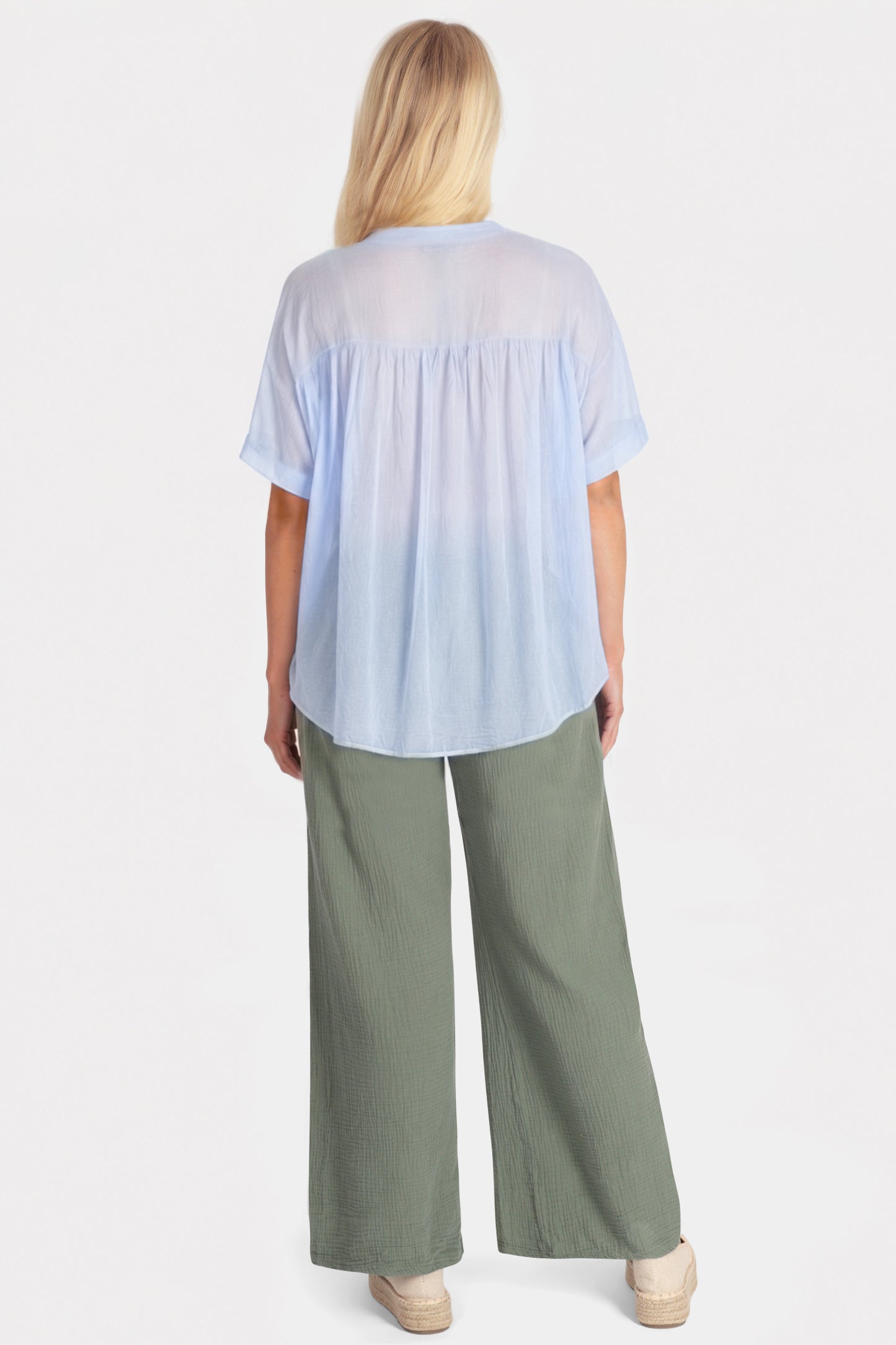 Fine Cotton Notch Neck Blouse