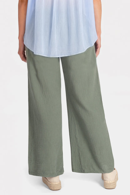 Straight Leg Textured Cotton Trousers