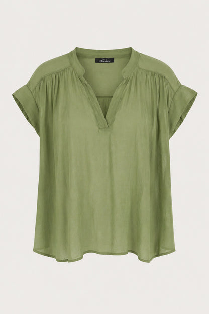 Fine Cotton Notch Neck Blouse