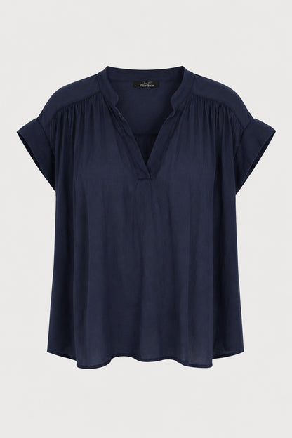 Fine Cotton Notch Neck Blouse