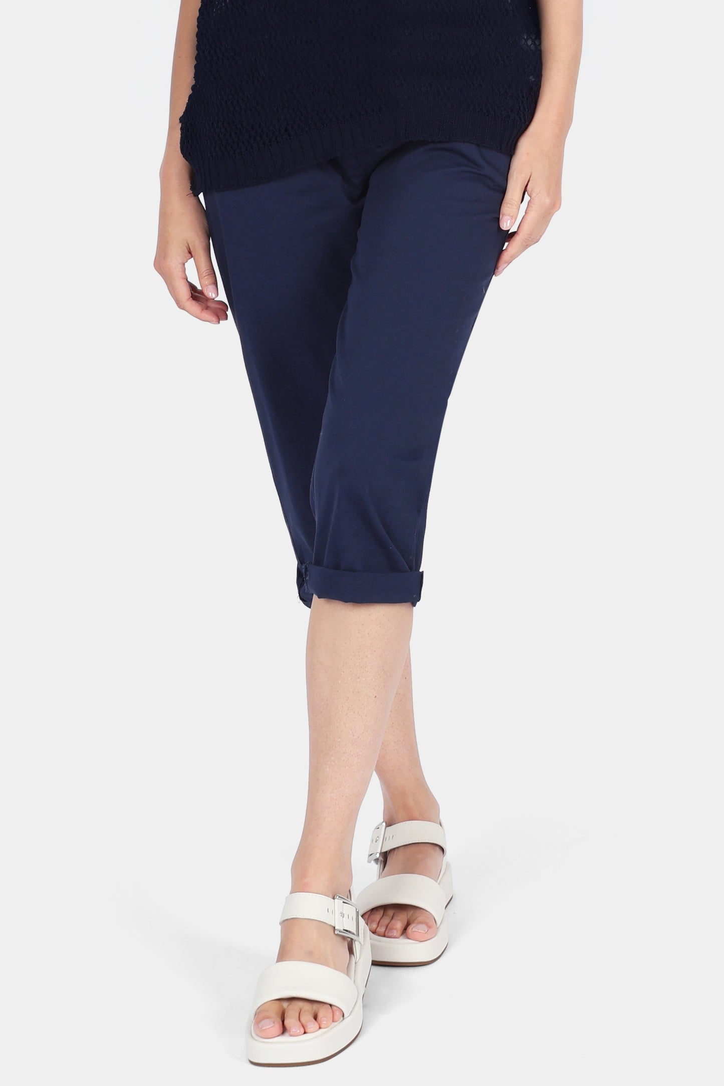 Cotton Stretch Tie Waist Crops
