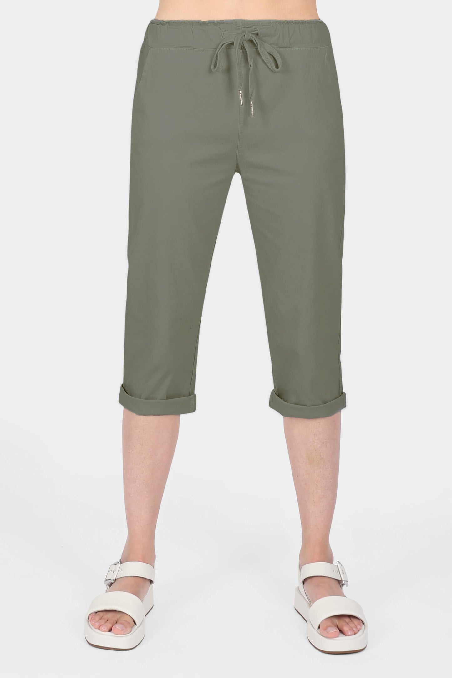 Cotton Stretch Tie Waist Crops