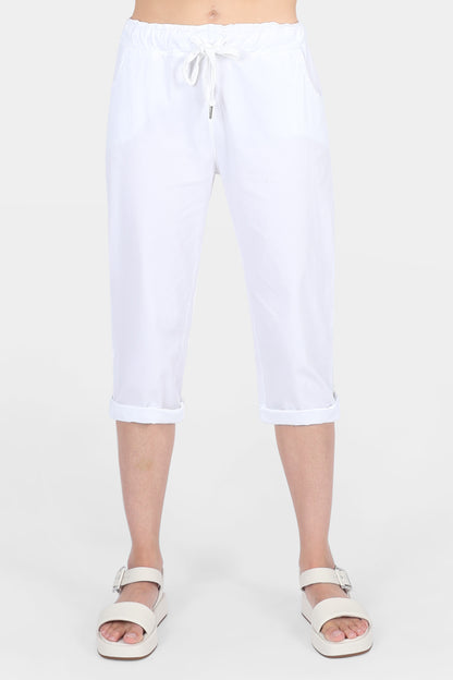 Cotton Stretch Tie Waist Crops