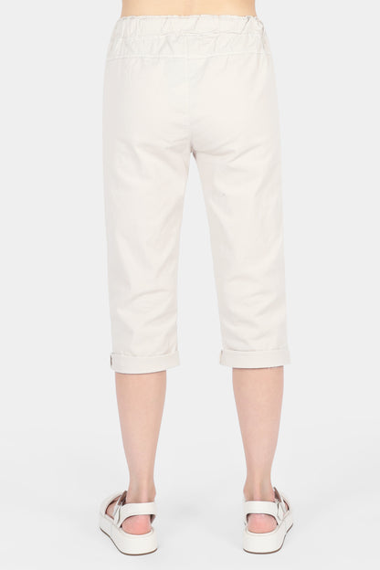 Cotton Stretch Tie Waist Crops