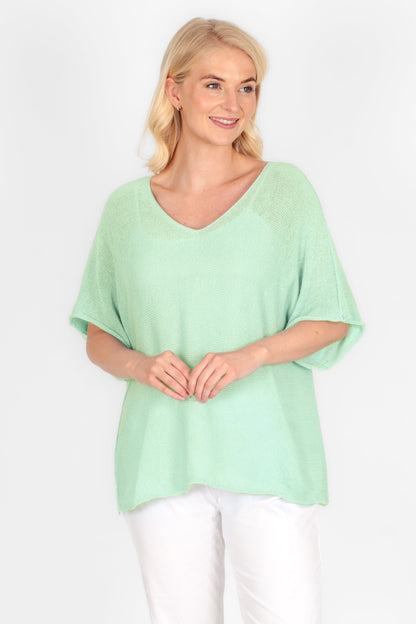 V Neck Cotton Knit Top