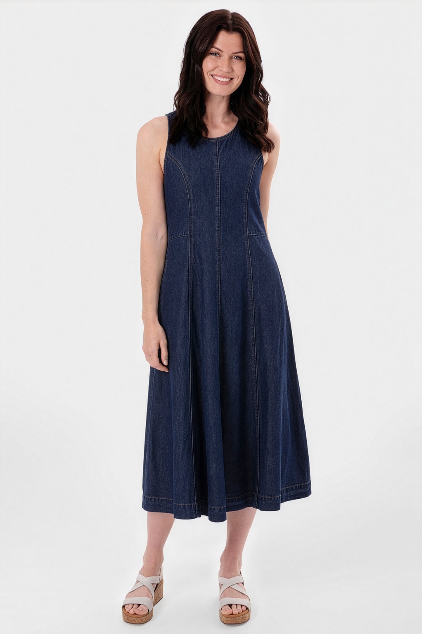 Sleeveless Denim Midi Dress