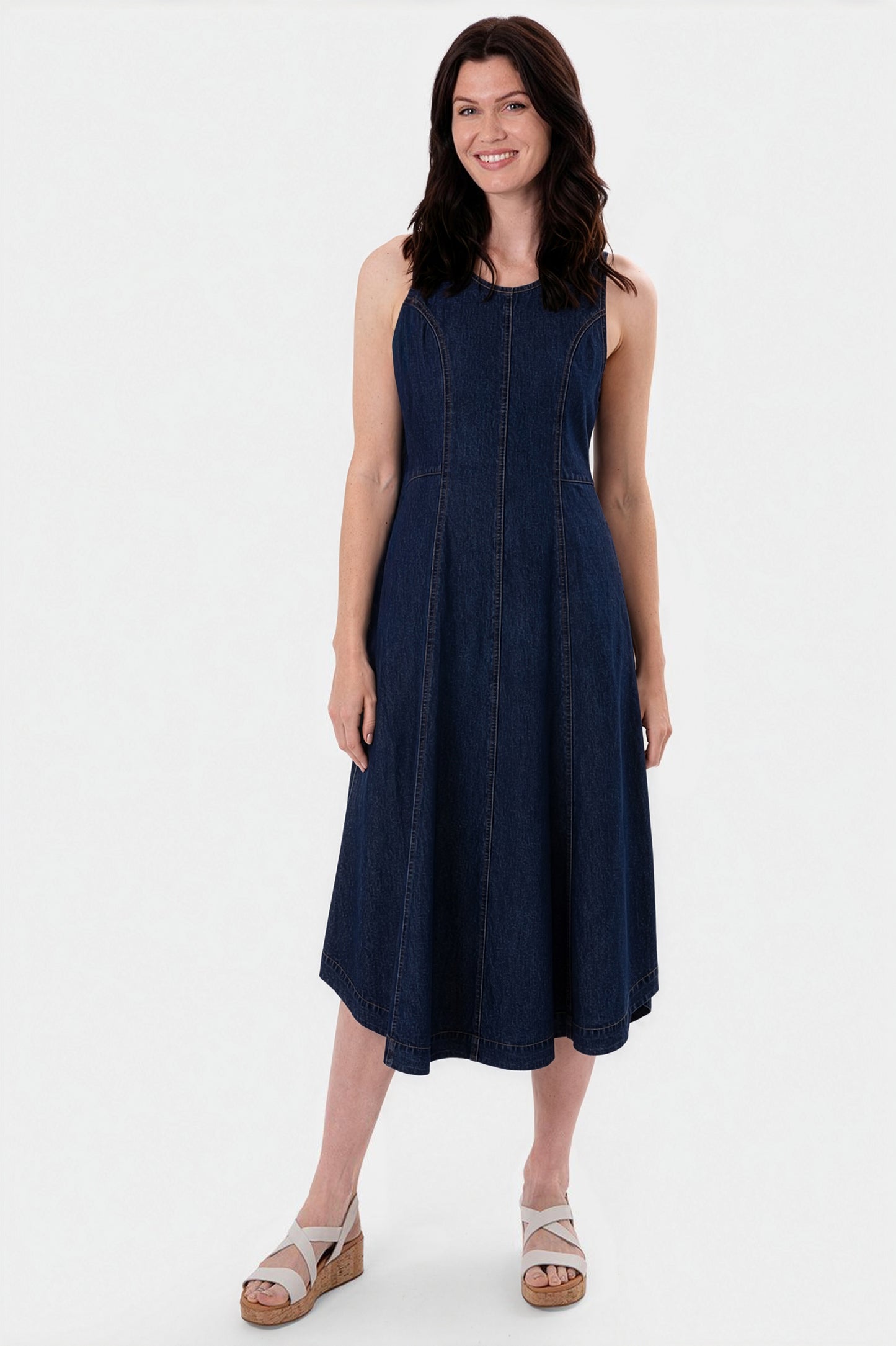 Sleeveless Denim Midi Dress