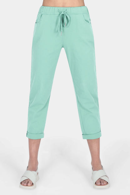Cotton Straight Tie Waist Trousers