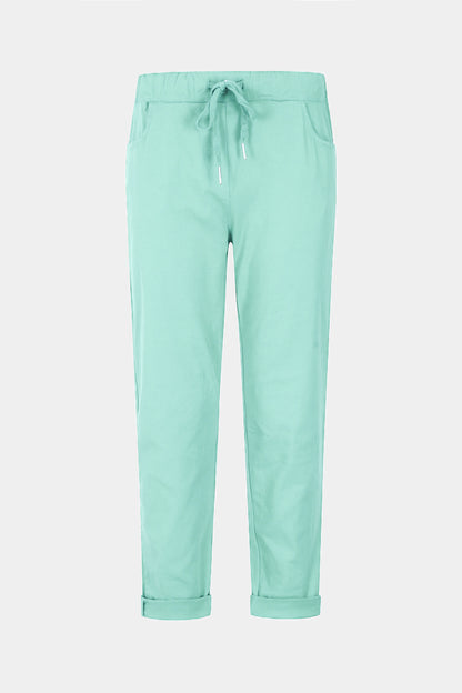 Cotton Straight Tie Waist Trousers