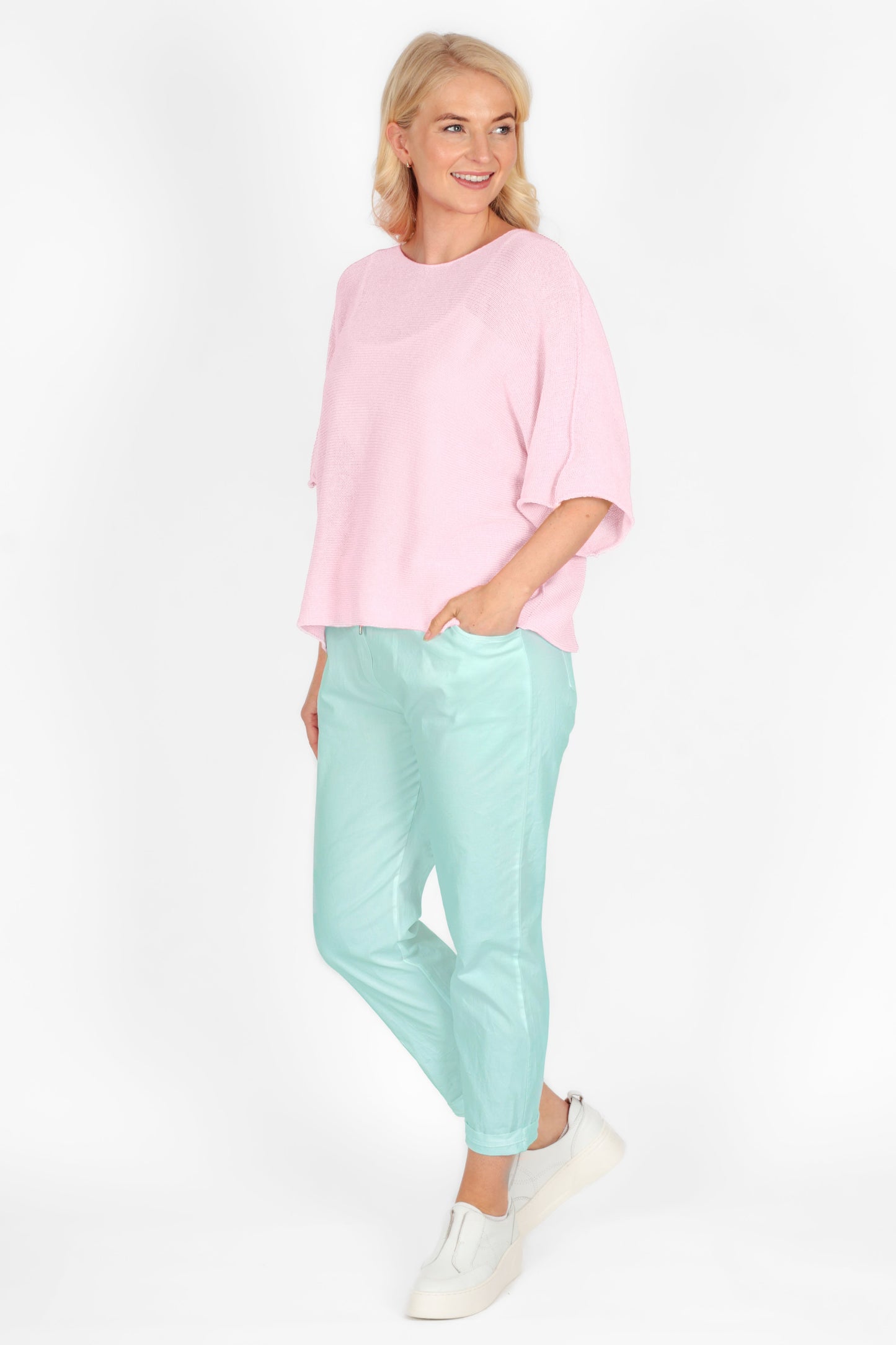 Cotton Straight Tie Waist Trousers