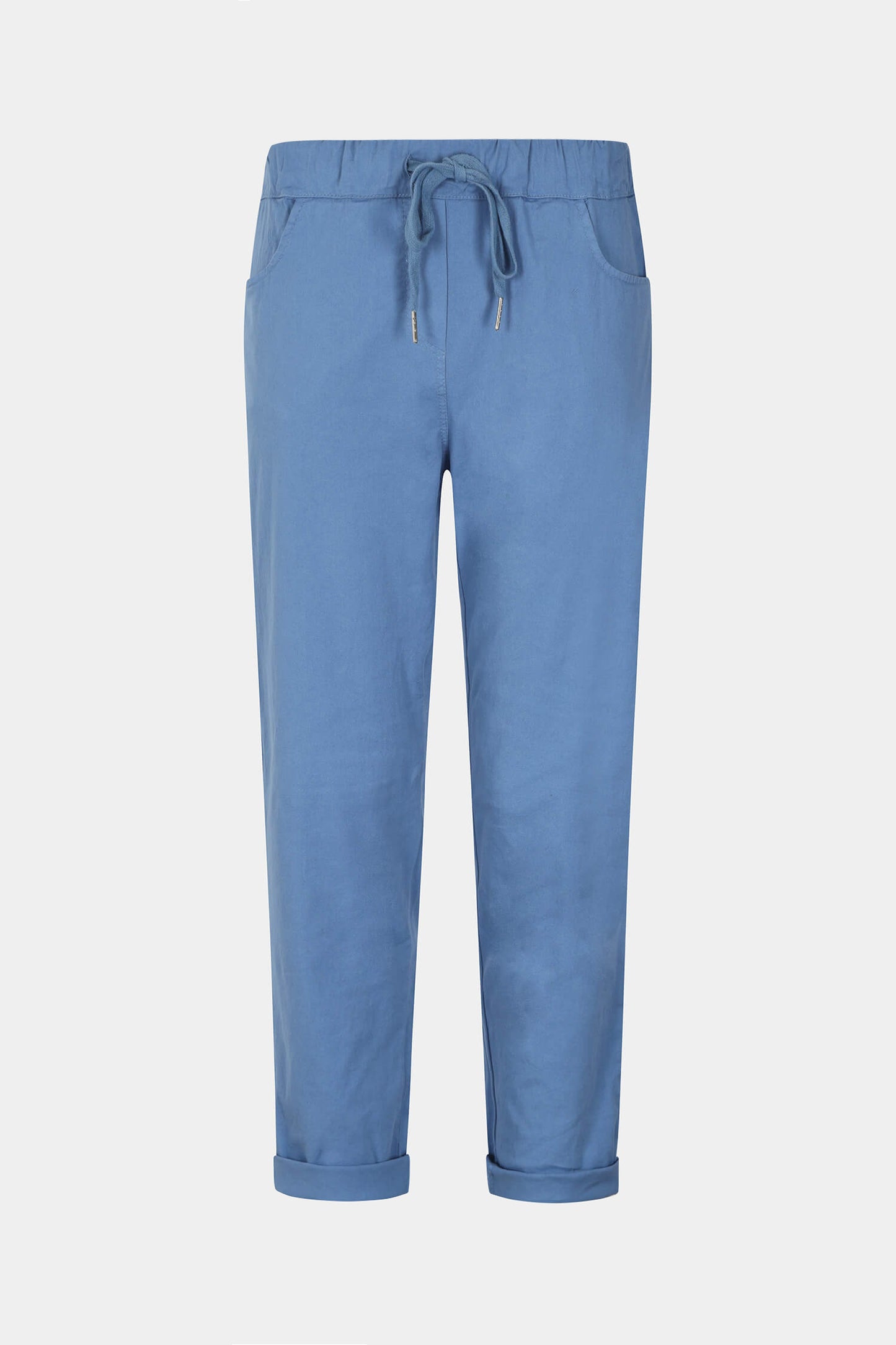Cotton Straight Tie Waist Trousers
